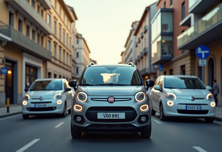 Fiat Grande Panda in esposizione con dettagli moderni