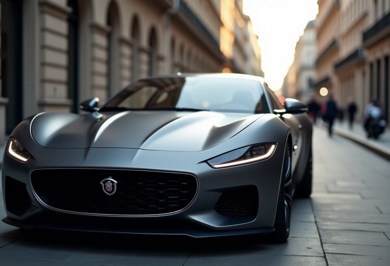 Jaguar C-X75 progettata da Ian Callum in un paesaggio urbano