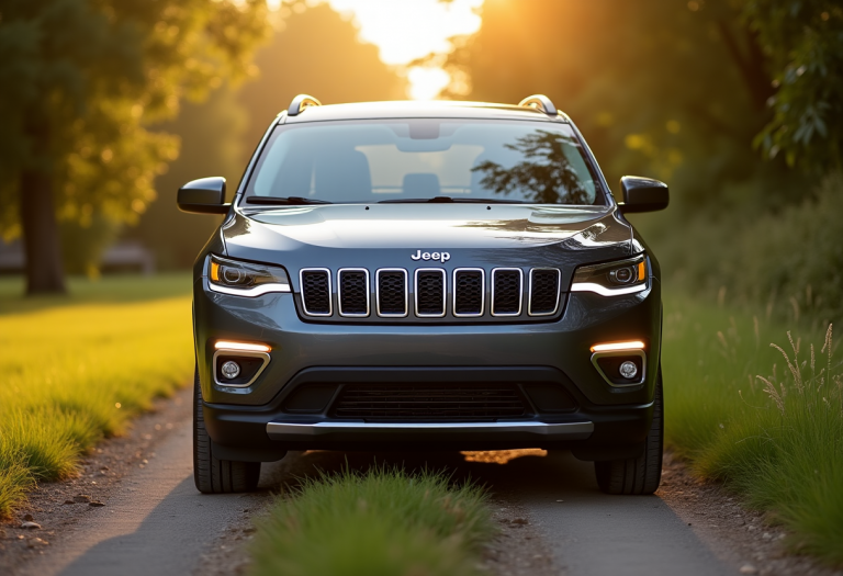 Jeep Avenger ibrida in un paesaggio urbano moderno