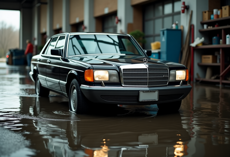 Mercedes W123 recuperata da un ambiente acquatico