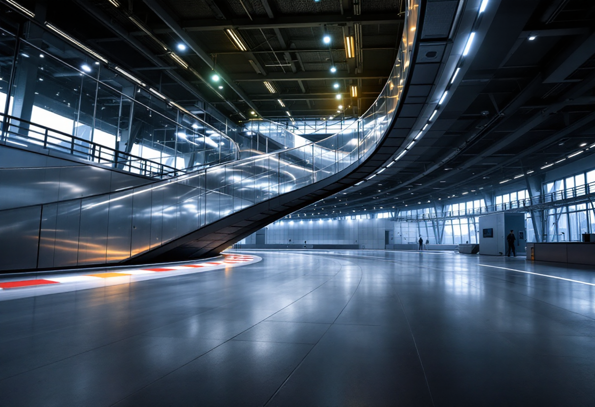 Vista panoramica del Nardò Technical Center con supercar