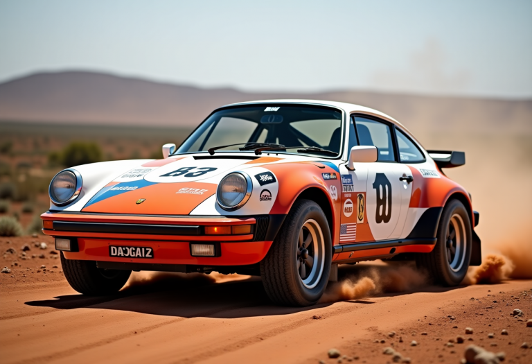 Porsche 911 Dakar in un paesaggio avventuroso