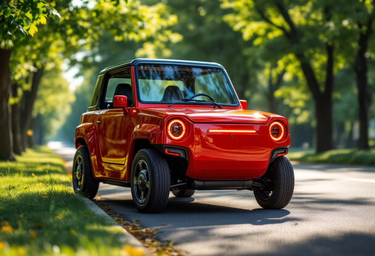 Silvia Toffanin alla guida della sua Mini Moke elettrica