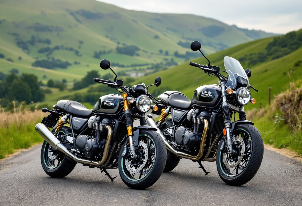 Triumph Speed Twin 1200 e RS in azione su strada