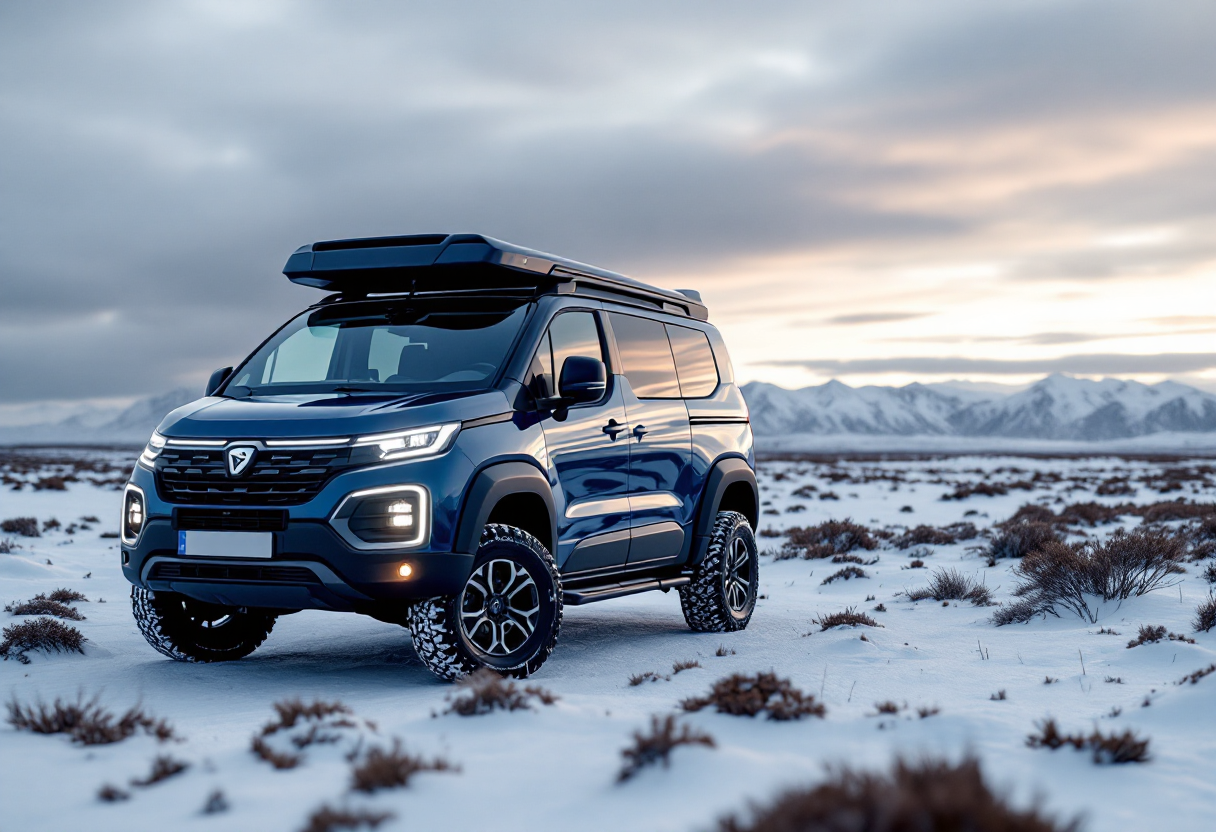 Dacia Sandman 4x4 in un paesaggio invernale mozzafiato