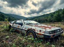 DeLorean DMC-12 in un paesaggio urbano con Google Maps