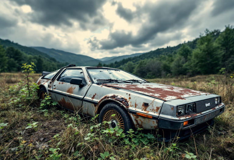 DeLorean DMC-12 in un paesaggio urbano con Google Maps