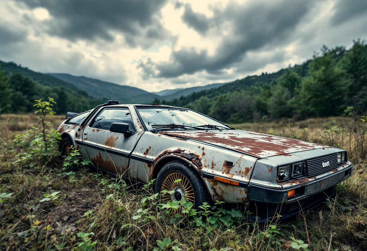 DeLorean DMC-12 in un paesaggio urbano con Google Maps