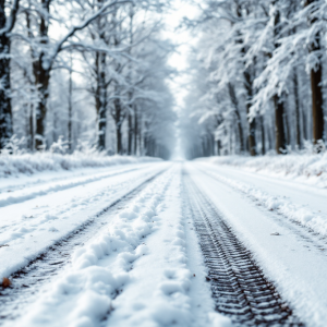 Auto con gomme invernali su strada innevata in Germania