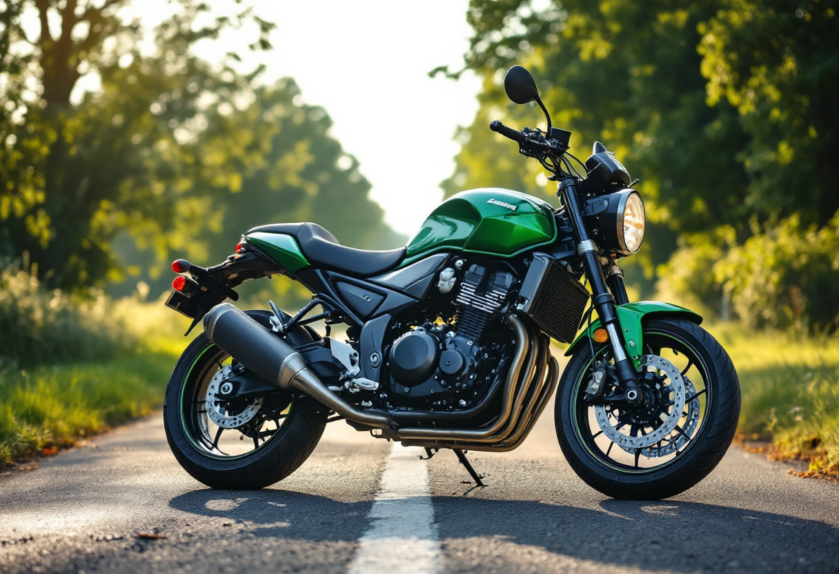 Kawasaki Z650 2025 in esposizione con nuove caratteristiche