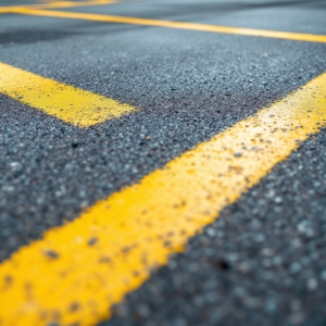 Parcheggio con strisce gialle e segnali di divieto