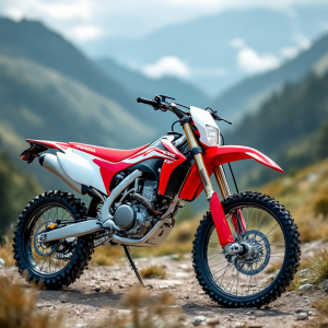 Honda CRF300 2025 in esposizione con dettagli sui prezzi