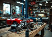 Ferrari 250 GTO in fase di restauro con dettagli