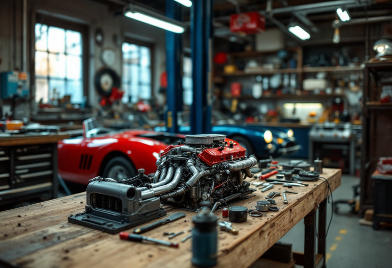 Ferrari 250 GTO in fase di restauro con dettagli