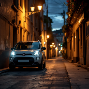 Fari anabbaglianti Fiat Panda in fase di controllo