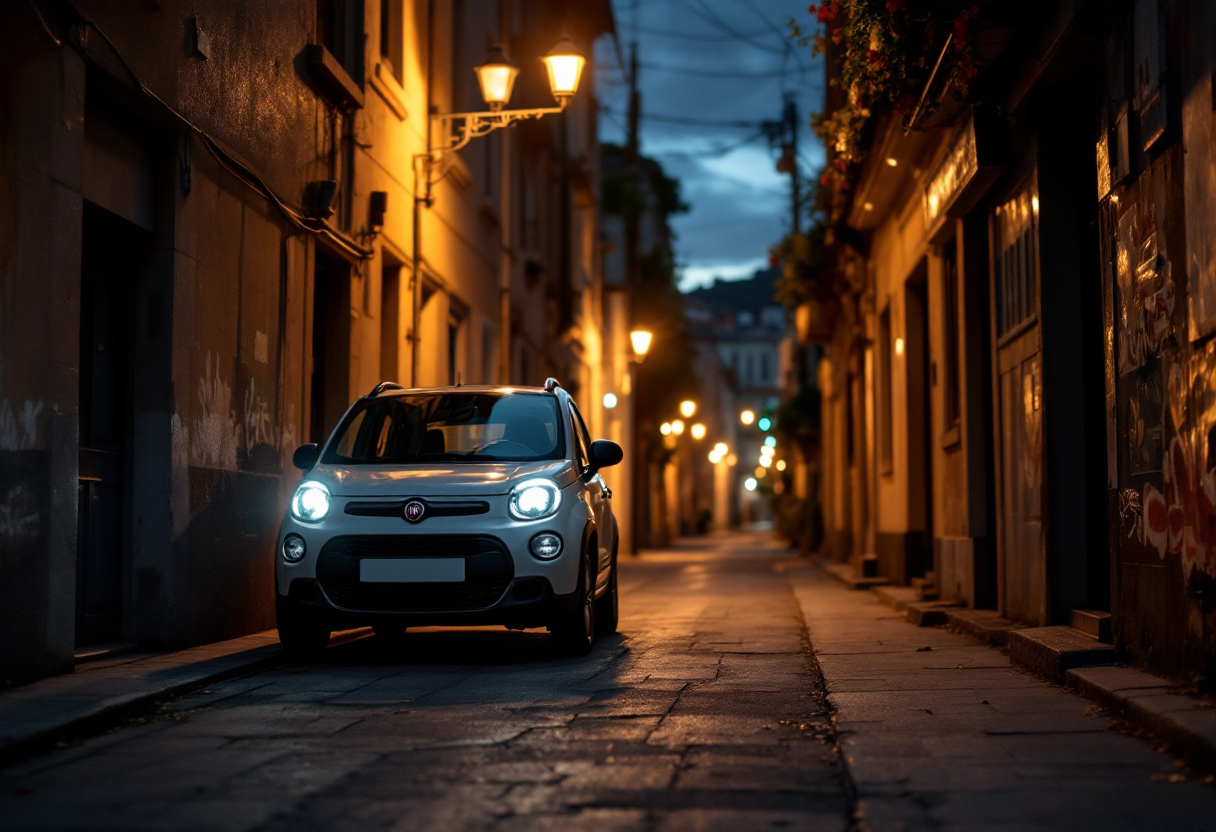 Fari anabbaglianti Fiat Panda in fase di controllo