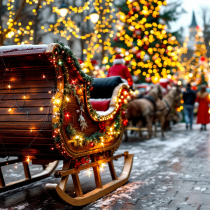 Slitta di Babbo Natale parcheggiata a Montegrotto Terme