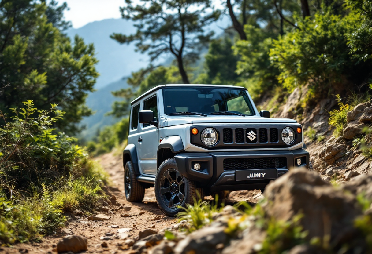 Suzuki Jimny Mata in un paesaggio off-road avventuroso