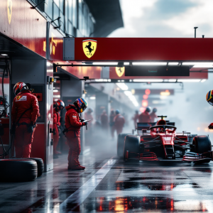 Angela Cullen con Lewis Hamilton nel box Ferrari