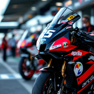 Aprilia RS-GP 2025 in pista durante una gara