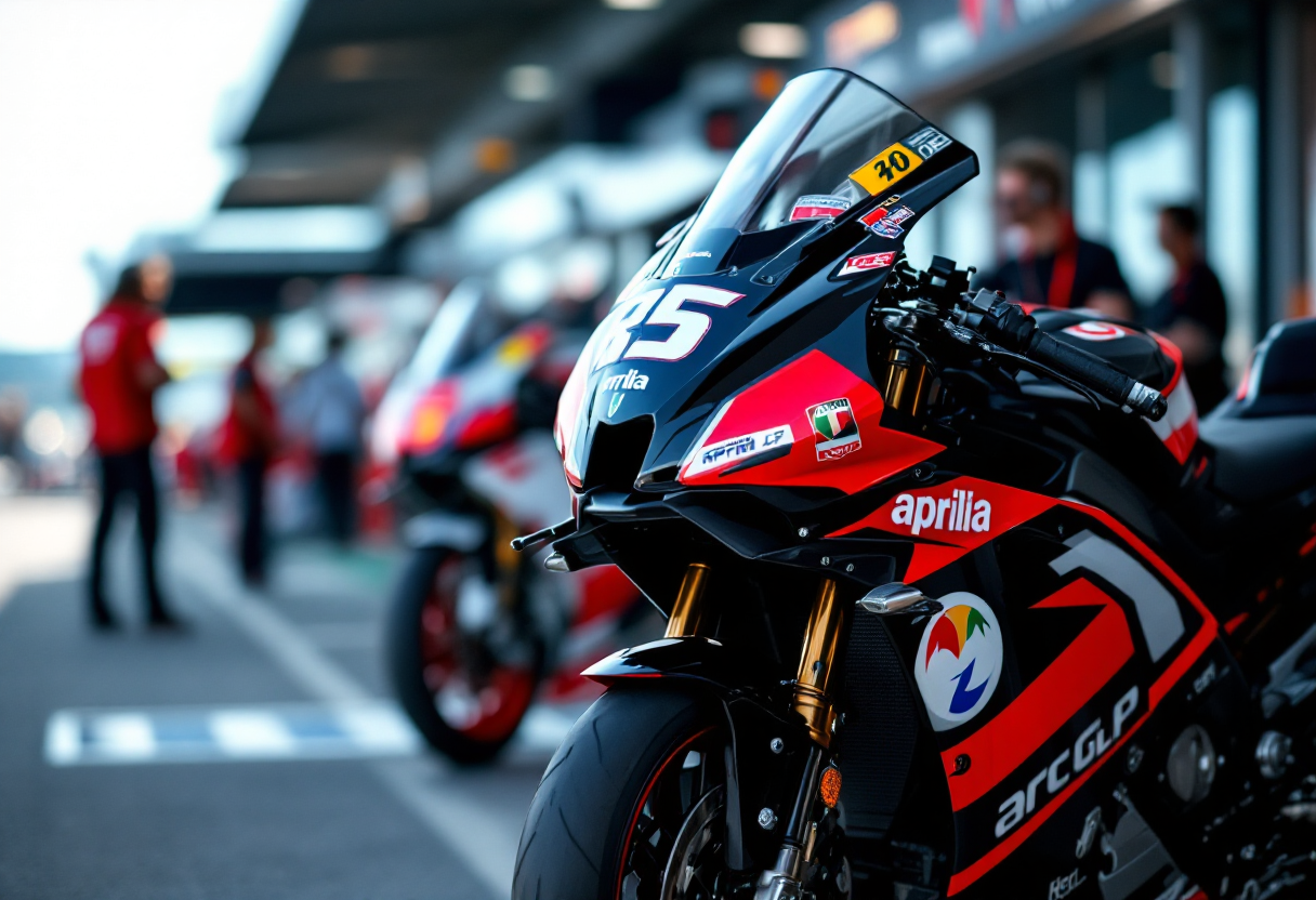 Aprilia RS-GP 2025 in pista durante una gara