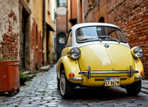 BMW Isetta, auto iconica degli anni '50, vista laterale