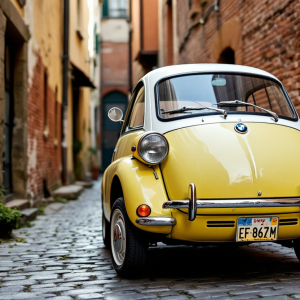 BMW Isetta, auto iconica degli anni '50, vista laterale