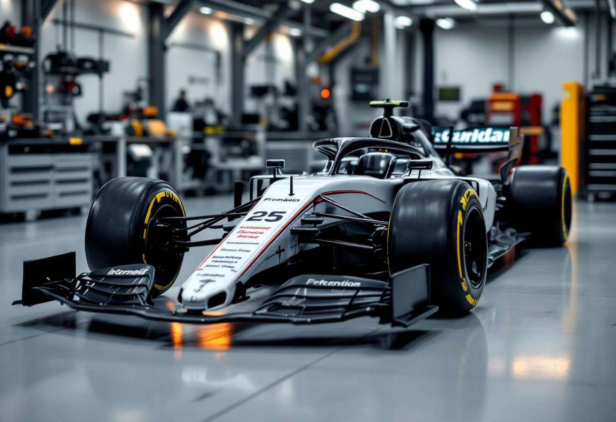 Monoposto di Formula 1 del 2025 con innovazioni tecnologiche