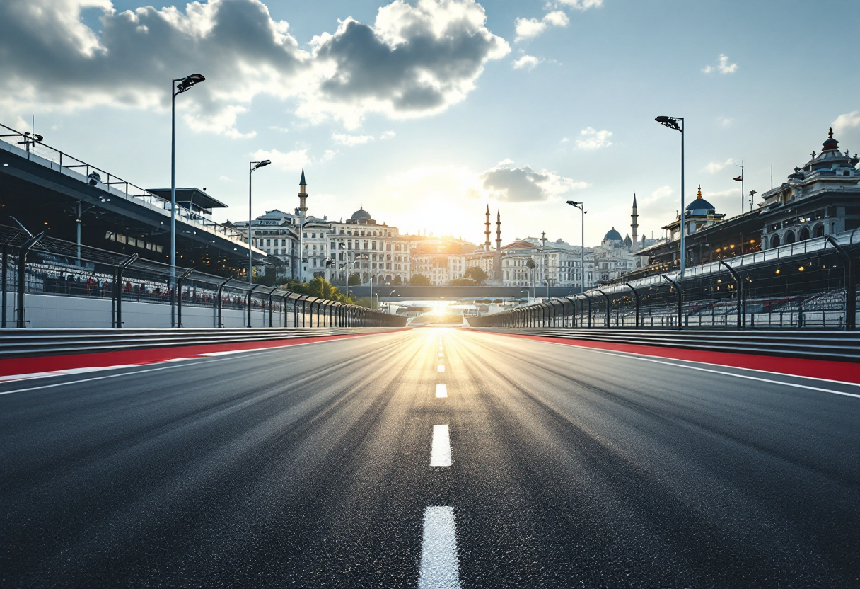 Auto da corsa della Formula 1 in pista a Istanbul