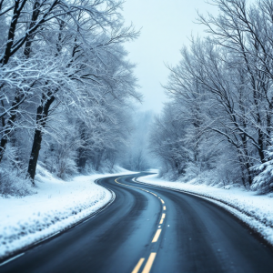 Auto elettrica in inverno con neve e freddo