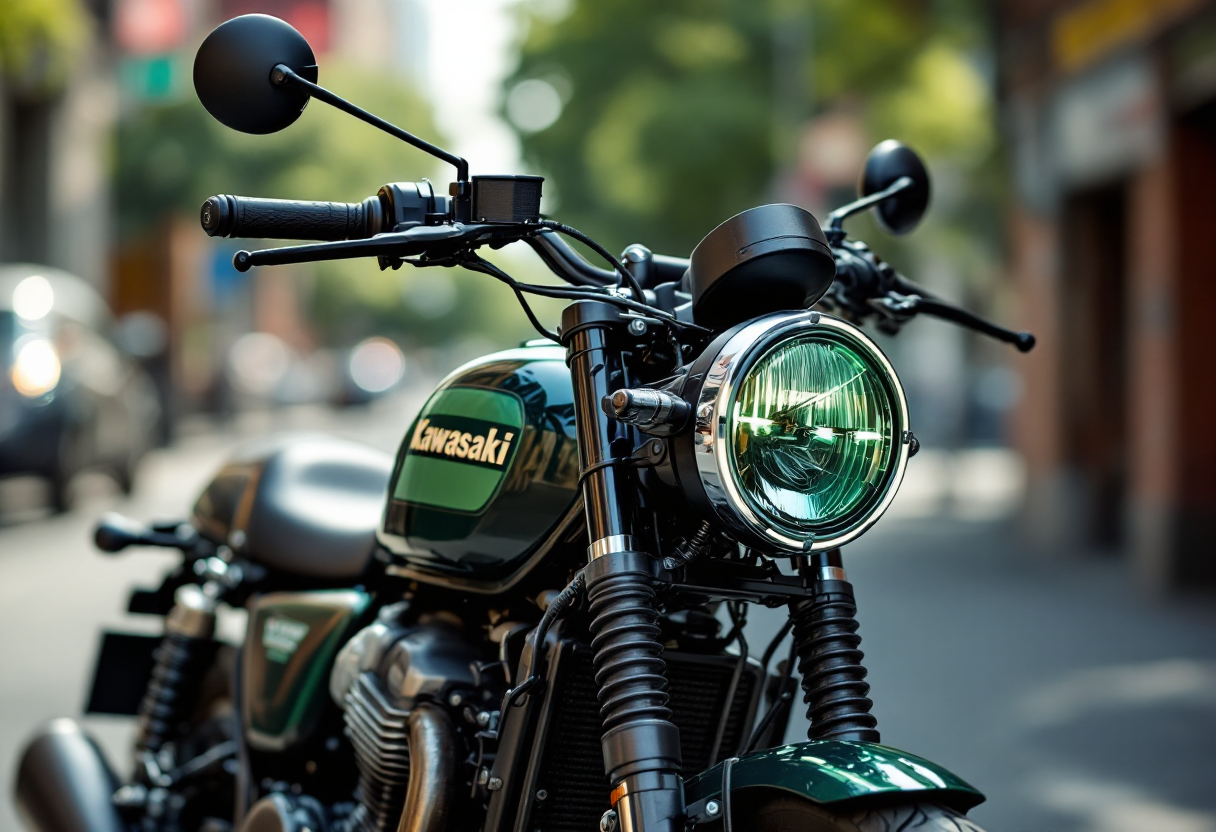 Kawasaki Z900 2025 in un paesaggio urbano