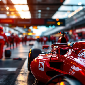 Lewis Hamilton in tuta Ferrari durante un evento