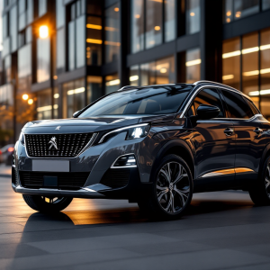 Peugeot 3008 Hybrid GT in un paesaggio urbano moderno