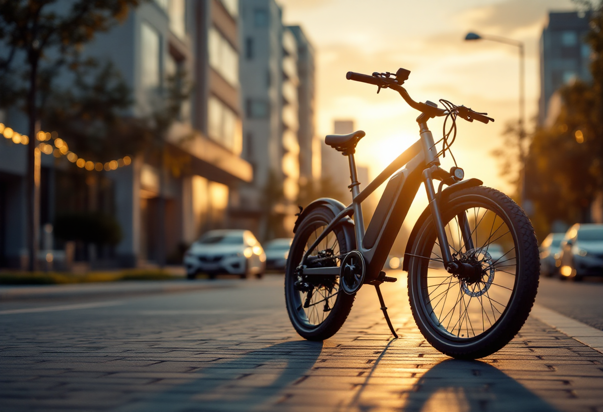 E-bike Reevo Hubless in un contesto urbano