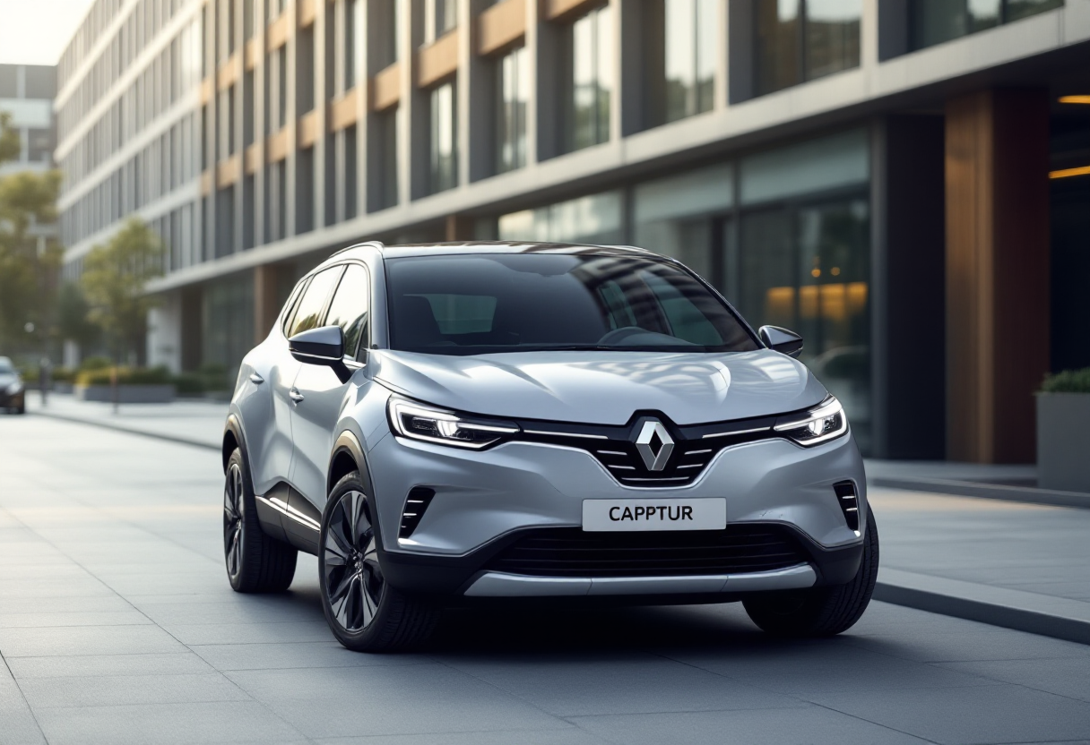 Renault Captur E-Tech 145 in un contesto urbano moderno