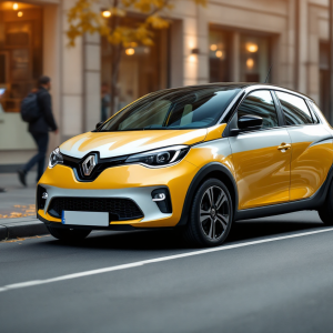 Renault Twingo E-Tech in un contesto urbano moderno