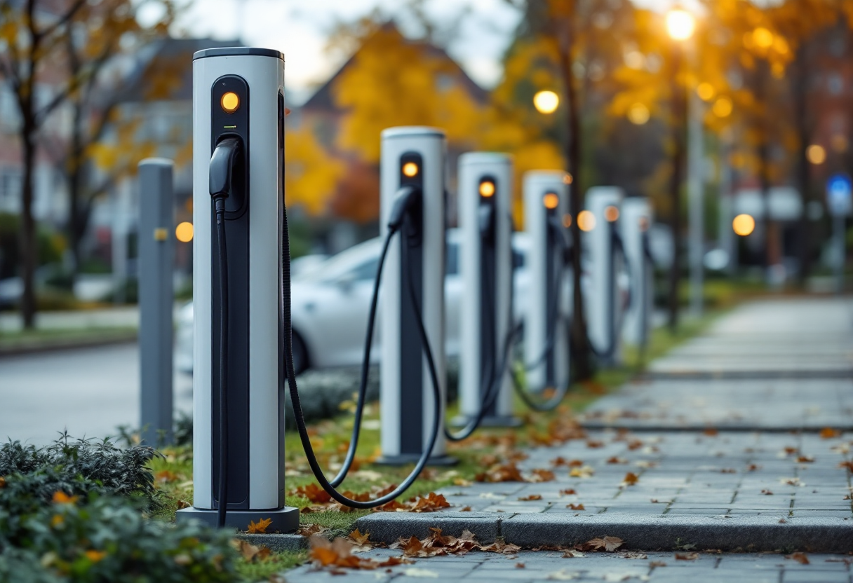 Auto elettriche in ricarica in una stazione svedese