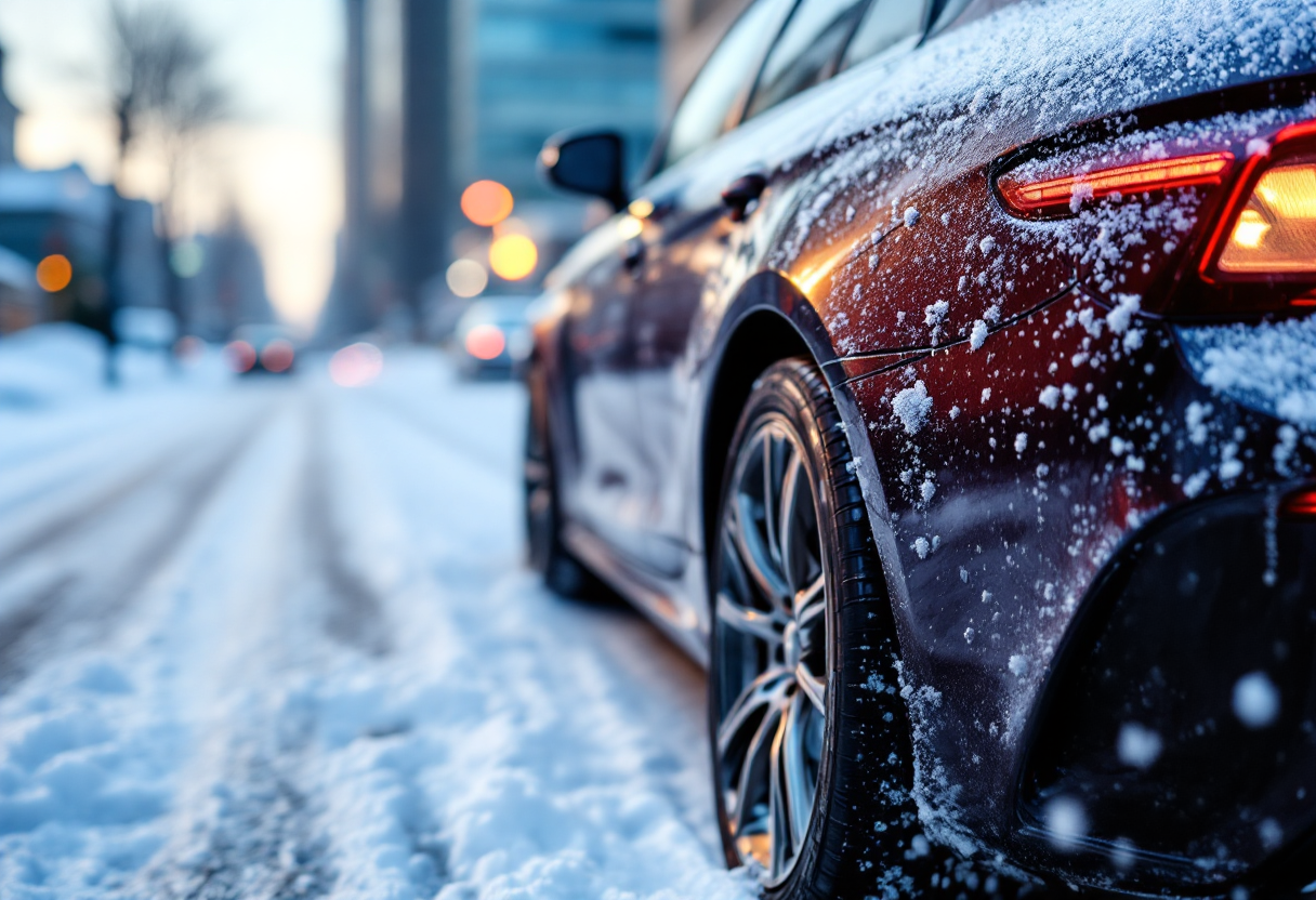 Auto che si riscalda in inverno per una guida sicura