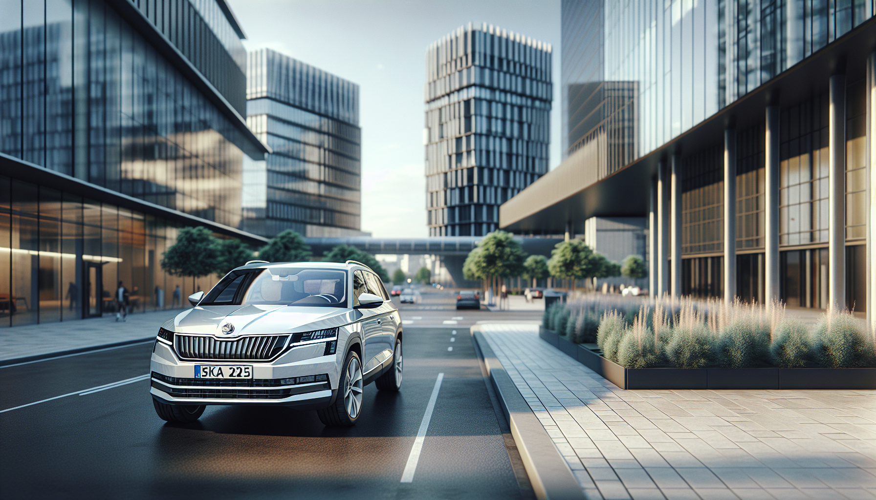 Skoda Enyaq 2025 in un ambiente urbano moderno