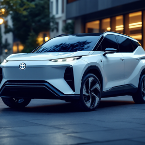 Nuovo SUV elettrico Toyota in un ambiente urbano moderno