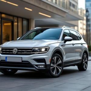 Volkswagen Tiguan ibrido plug-in in un paesaggio urbano