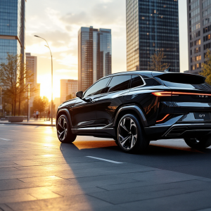 Xpeng G7, nuovo SUV elettrico, in un paesaggio urbano