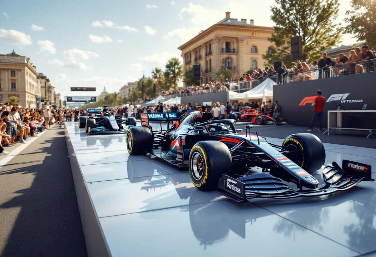 Immagine del festival F1 75 Live a Londra con auto da corsa