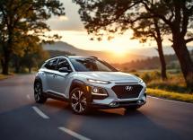 Hyundai Kona full hybrid in movimento su strada