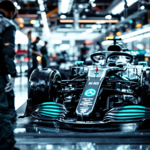 Mercedes W16 in pista durante la stagione 2025 di Formula 1