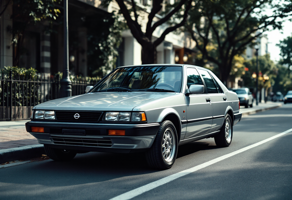 Nissan Primera degli anni '90 in un contesto urbano