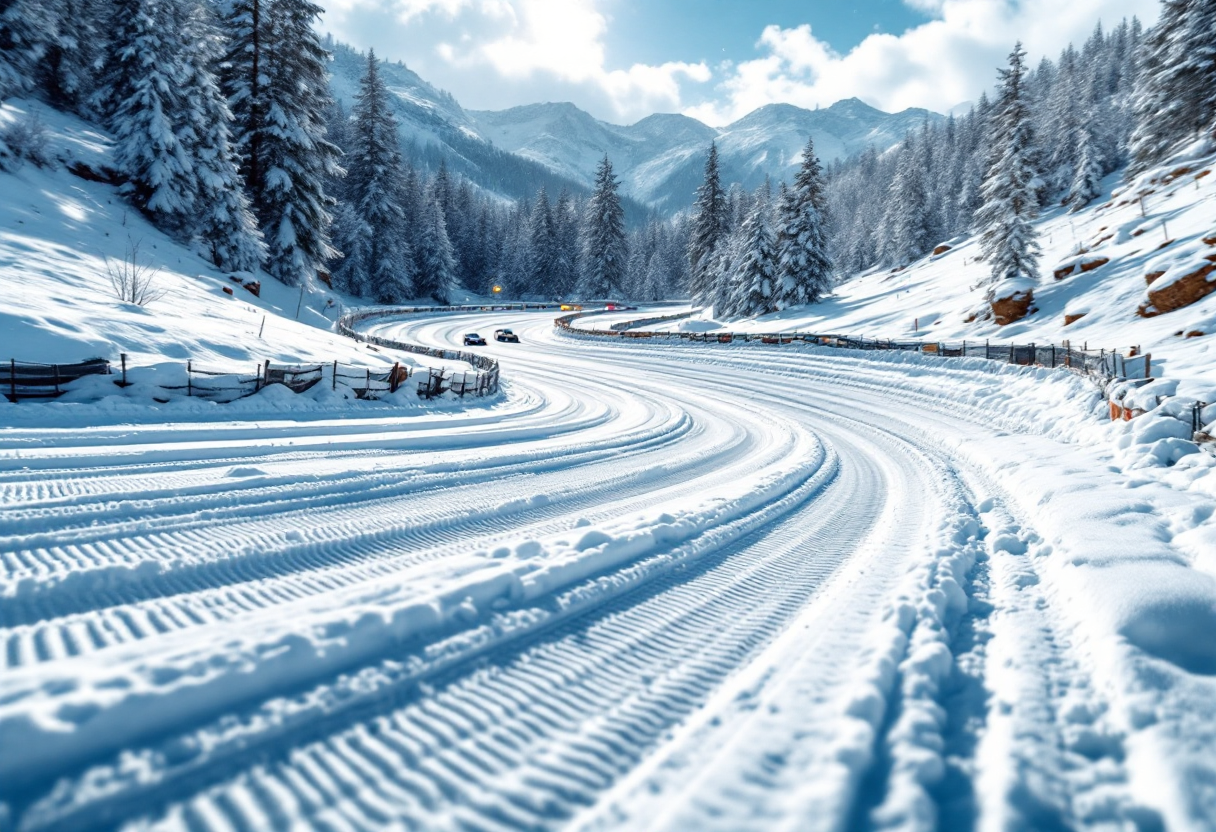 Auto da rally in azione sulla neve durante il Rally Svezia 2025