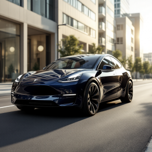 Tesla Model Y 2025 in esposizione con nuove caratteristiche