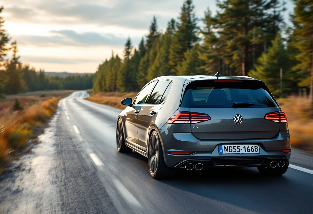 Volkswagen Golf 8 durante il test dell'alce