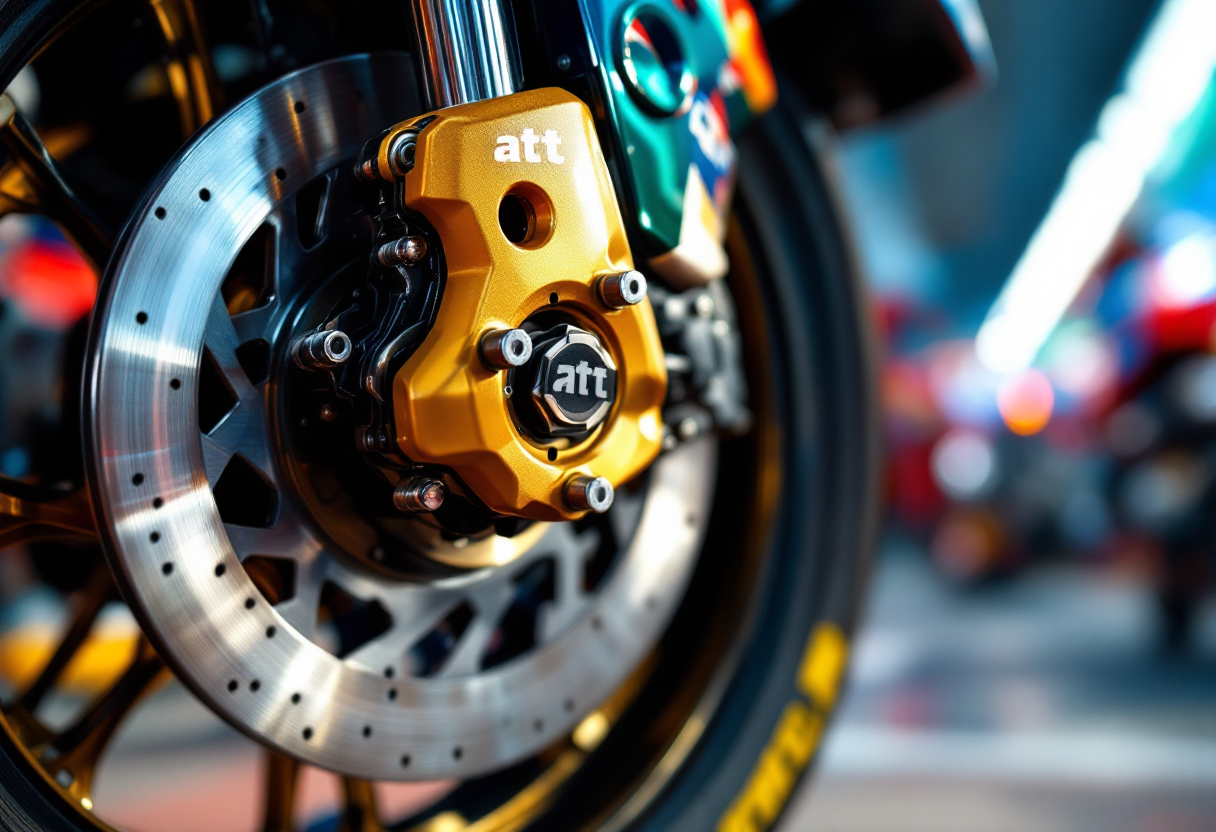 Logo Brembo con moto da corsa in azione nella MotoGP